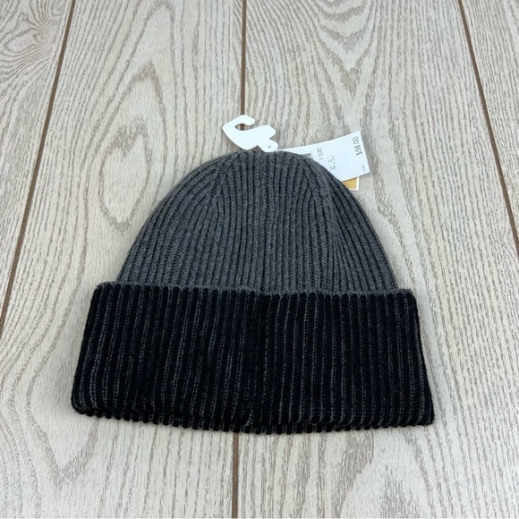 Michael Kors Women\'s Plaited Fisherman Rib Cuff Beanie Hat OS Grey & Black $58